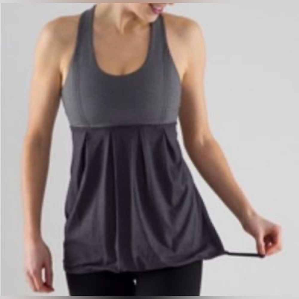 lululemon athletica Charcoal and Dark Gray Pleated Racerback Tank